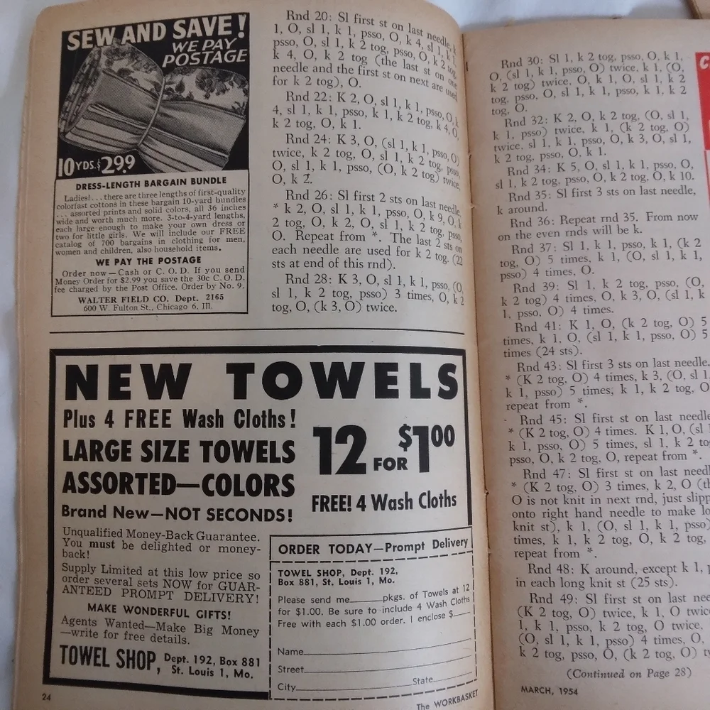 Vintage The Workbasket Magazine 1954 Patterns Recipes Ephemera Craft Crafting